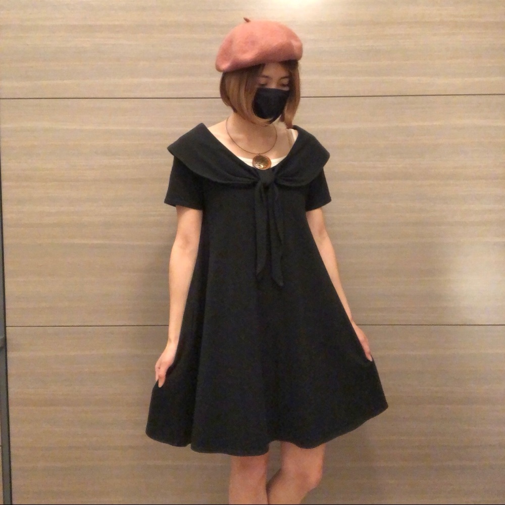 Andrea Jovine black dress.  Bow collar.  Size small.